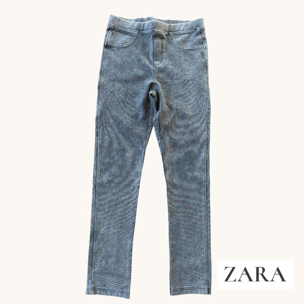 Zara Girls Grey Pull On Jeggings Size 8 Skinny Stretch Pants